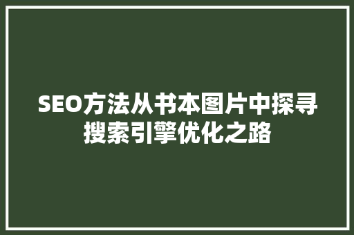 SEO方法从书本图片中探寻搜索引擎优化之路