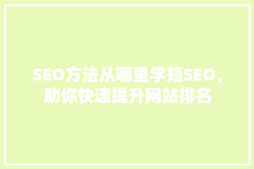 SEO方法从哪里学短SEO，助你快速提升网站排名