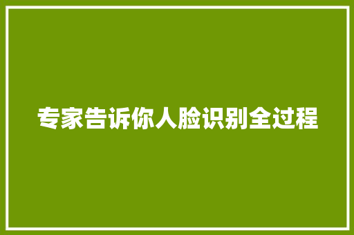 专家告诉你人脸识别全过程