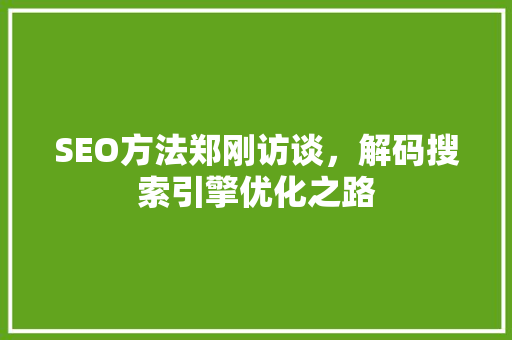 SEO方法郑刚访谈，解码搜索引擎优化之路