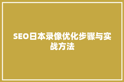 SEO日本录像优化步骤与实战方法