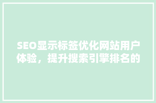 SEO显示标签优化网站用户体验，提升搜索引擎排名的关键因素