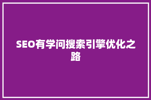 SEO有学问搜索引擎优化之路