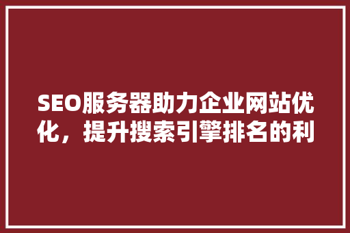 SEO服务器助力企业网站优化，提升搜索引擎排名的利器