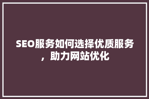 SEO服务如何选择优质服务，助力网站优化