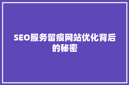 SEO服务留痕网站优化背后的秘密
