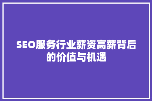 SEO服务行业薪资高薪背后的价值与机遇