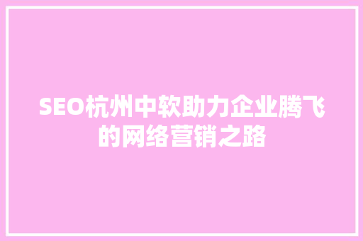 SEO杭州中软助力企业腾飞的网络营销之路