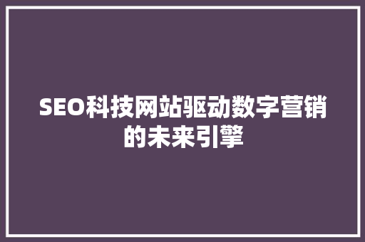 SEO科技网站驱动数字营销的未来引擎