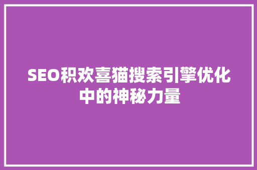 SEO积欢喜猫搜索引擎优化中的神秘力量