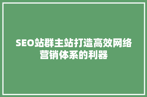 SEO站群主站打造高效网络营销体系的利器