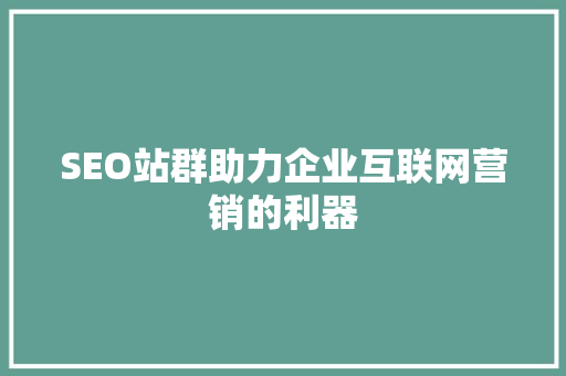 SEO站群助力企业互联网营销的利器