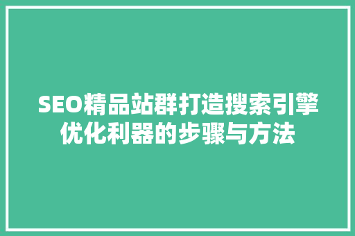 SEO精品站群打造搜索引擎优化利器的步骤与方法