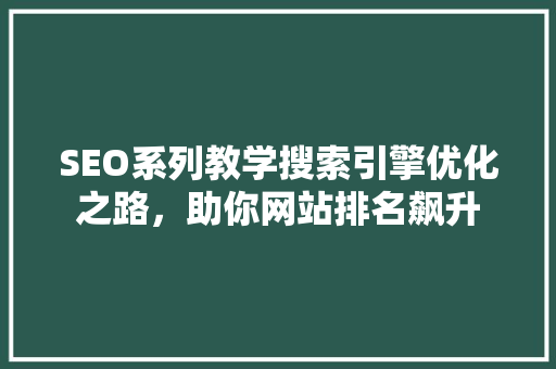 SEO系列教学搜索引擎优化之路，助你网站排名飙升