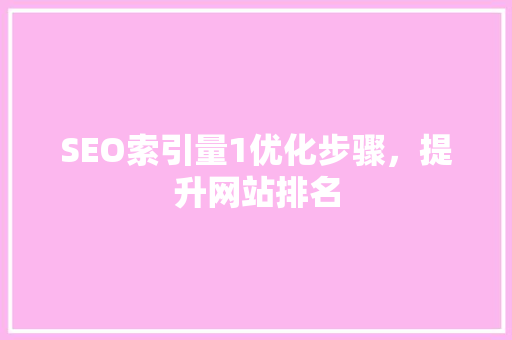 SEO索引量1优化步骤，提升网站排名