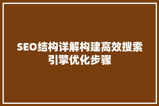 SEO结构详解构建高效搜索引擎优化步骤