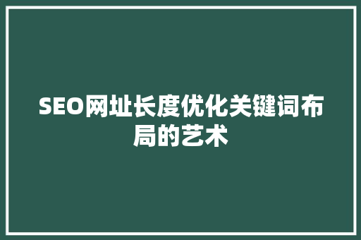 SEO网址长度优化关键词布局的艺术