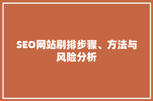 SEO网站刷排步骤、方法与风险分析