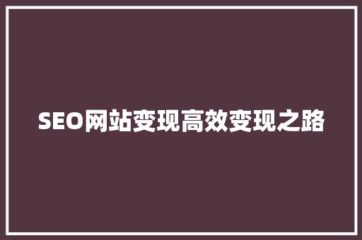 SEO网站变现高效变现之路
