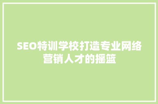 SEO特训学校打造专业网络营销人才的摇篮
