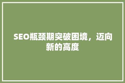 SEO瓶颈期突破困境，迈向新的高度