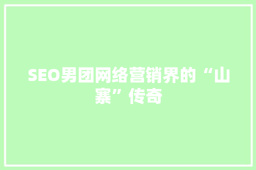 SEO男团网络营销界的“山寨”传奇