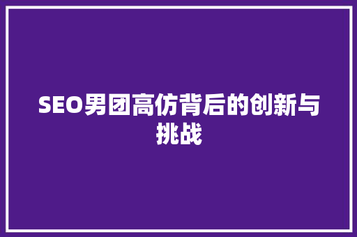 SEO男团高仿背后的创新与挑战