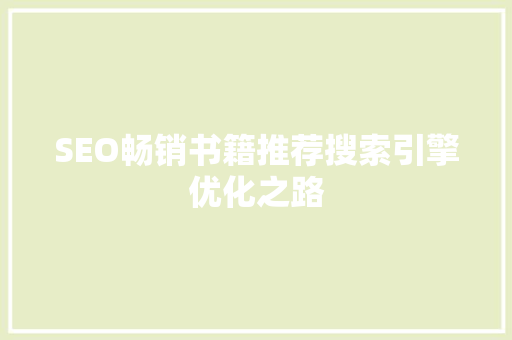 SEO畅销书籍推荐搜索引擎优化之路