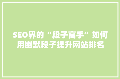 SEO界的“段子高手”如何用幽默段子提升网站排名