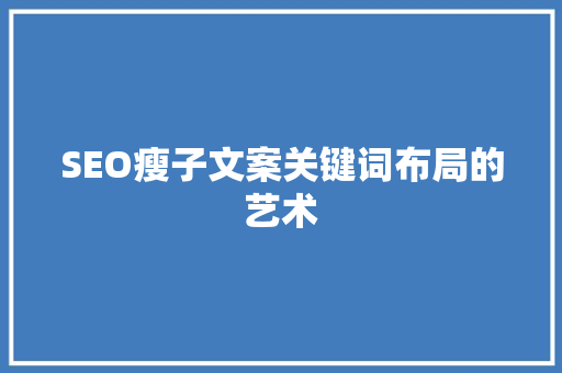 SEO瘦子文案关键词布局的艺术