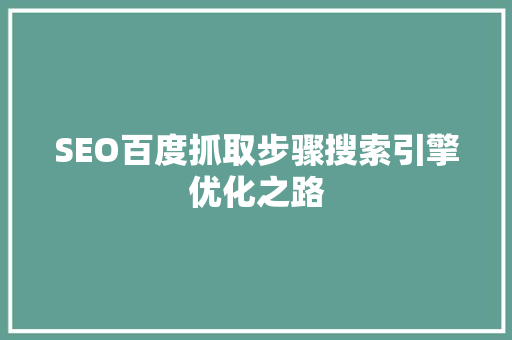 SEO百度抓取步骤搜索引擎优化之路