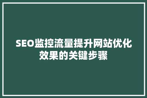 SEO监控流量提升网站优化效果的关键步骤
