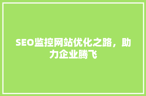 SEO监控网站优化之路，助力企业腾飞