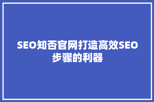 SEO知否官网打造高效SEO步骤的利器
