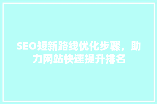 SEO短新路线优化步骤，助力网站快速提升排名