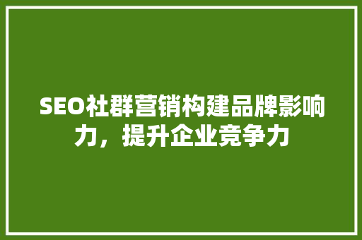 SEO社群营销构建品牌影响力，提升企业竞争力