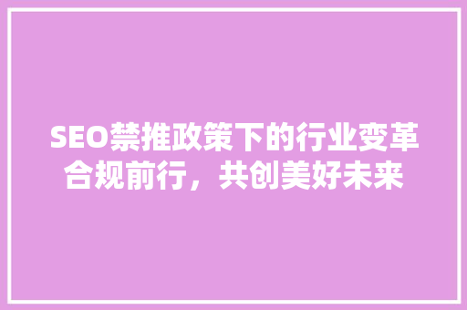 SEO禁推政策下的行业变革合规前行，共创美好未来