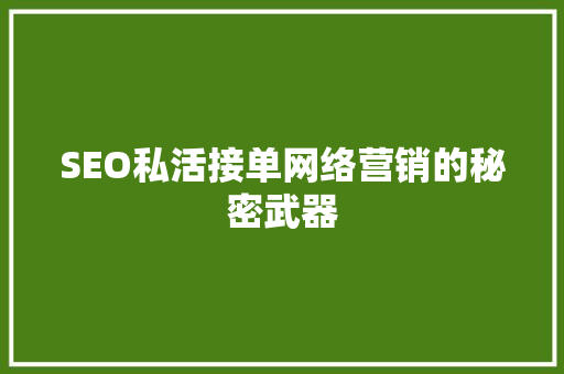 SEO私活接单网络营销的秘密武器