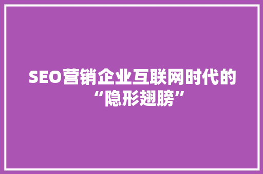 SEO营销企业互联网时代的“隐形翅膀”