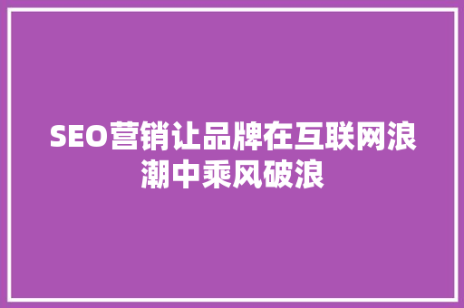 SEO营销让品牌在互联网浪潮中乘风破浪