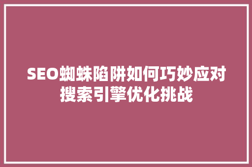 SEO蜘蛛陷阱如何巧妙应对搜索引擎优化挑战