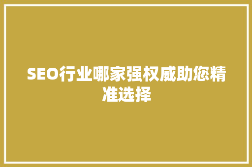 SEO行业哪家强权威助您精准选择