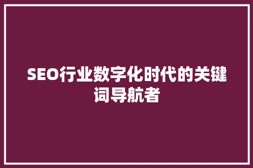 SEO行业数字化时代的关键词导航者