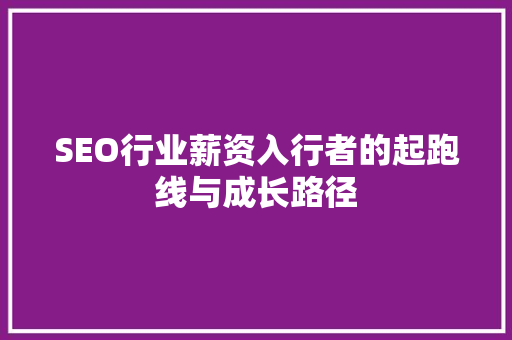 SEO行业薪资入行者的起跑线与成长路径