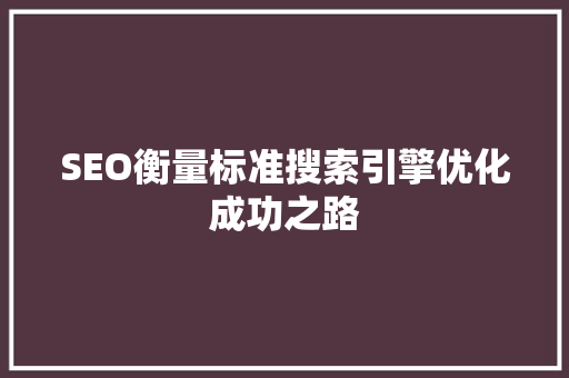 SEO衡量标准搜索引擎优化成功之路