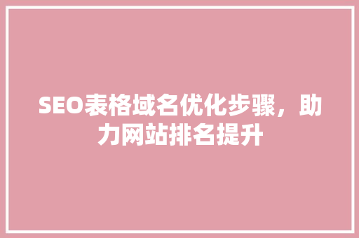 SEO表格域名优化步骤，助力网站排名提升