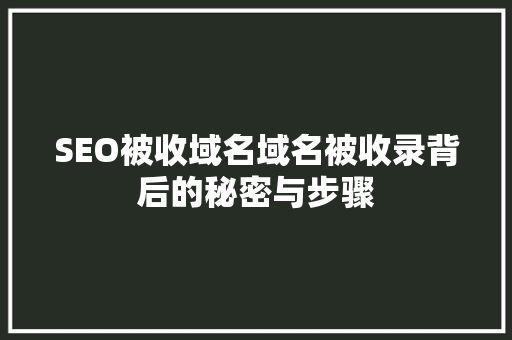 SEO被收域名域名被收录背后的秘密与步骤