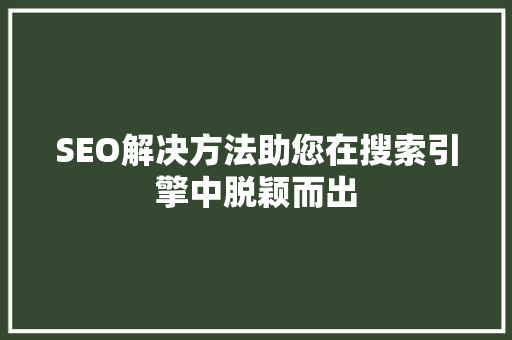 SEO解决方法助您在搜索引擎中脱颖而出