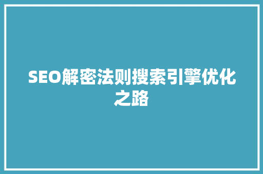 SEO解密法则搜索引擎优化之路