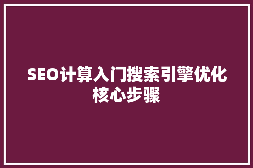 SEO计算入门搜索引擎优化核心步骤